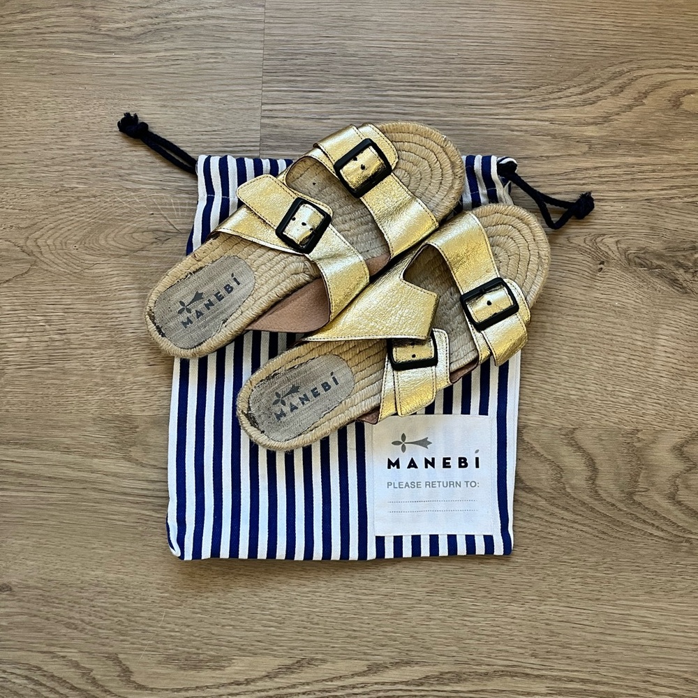 Manebi gold Nordic sandals